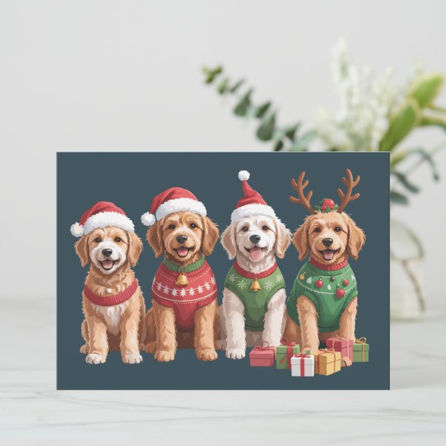 Dog Christmas Goldendoodle Christmas Dog Lover Holiday Card (Standing Front)