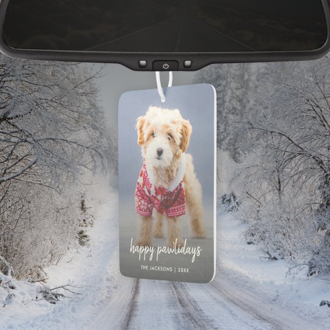 Dog Christmas | Modern Cute Puppy Happy Pawlidays Car Air Freshener (Creator Uploaded)