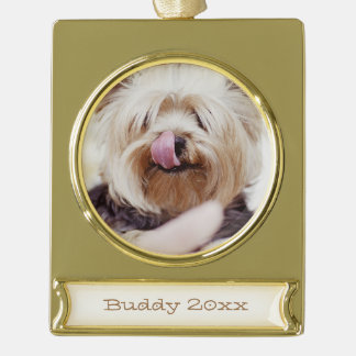 Dog Christmas Ornaments Gold Plated Photo Banner