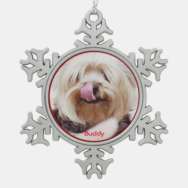 Dog Christmas Ornaments Pewter Add Your Photo (Front)