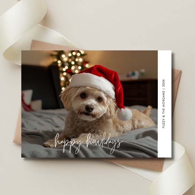 Dog Christmas Overlay Photo Happy Howlidays Pet Holiday Card (Creator Uploaded)
