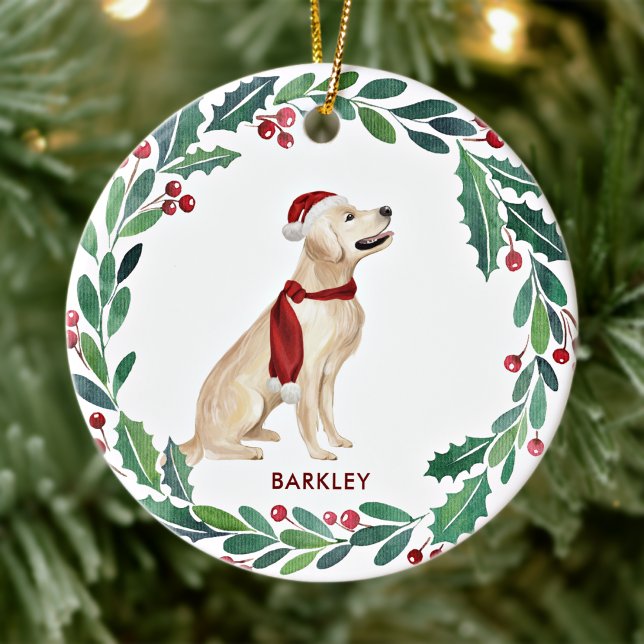 Dog Christmas Personalize Holiday Golden Retriever Ceramic Tree Decoration (Creator Uploaded)