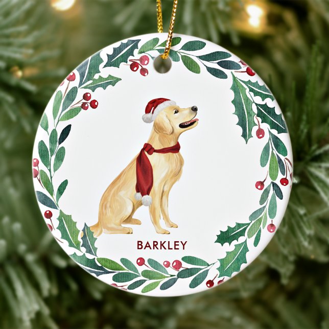 Dog Christmas Personalized Pet Golden Retriever  Ceramic Tree Decoration (Creator Uploaded)