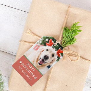 Dog Christmas Photo Happy Pawlidays Gift Tags