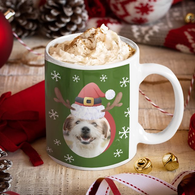 Dog Christmas Photos w/ Santa Reindeer Antler Hats Coffee Mug (Creator Uploaded)