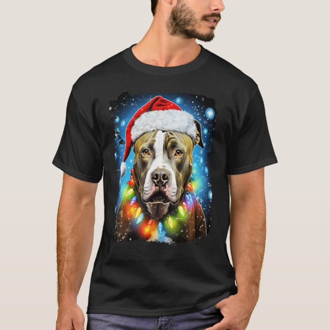 Dog Christmas Pitbull T-Shirt (Front)