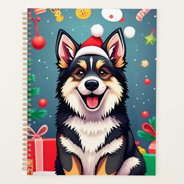 🎁Dog Christmas Planner Santa Hat Holiday Gift ✨ (Front)