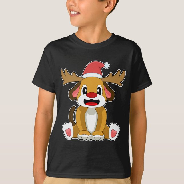 Dog Christmas Reindeer T-Shirt (Front)