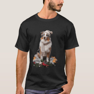 Dog Christmas Theme Australian Shepherd T-Shirt