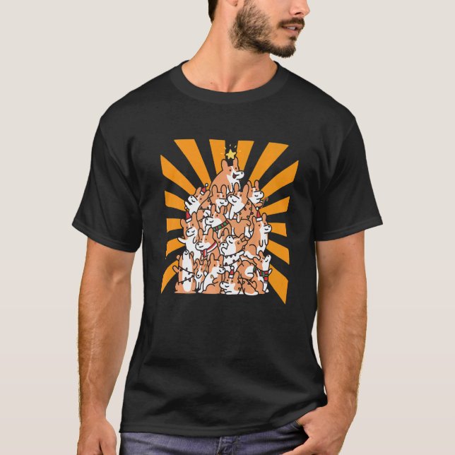 Dog Christmas Tree Corgi T-Shirt (Front)