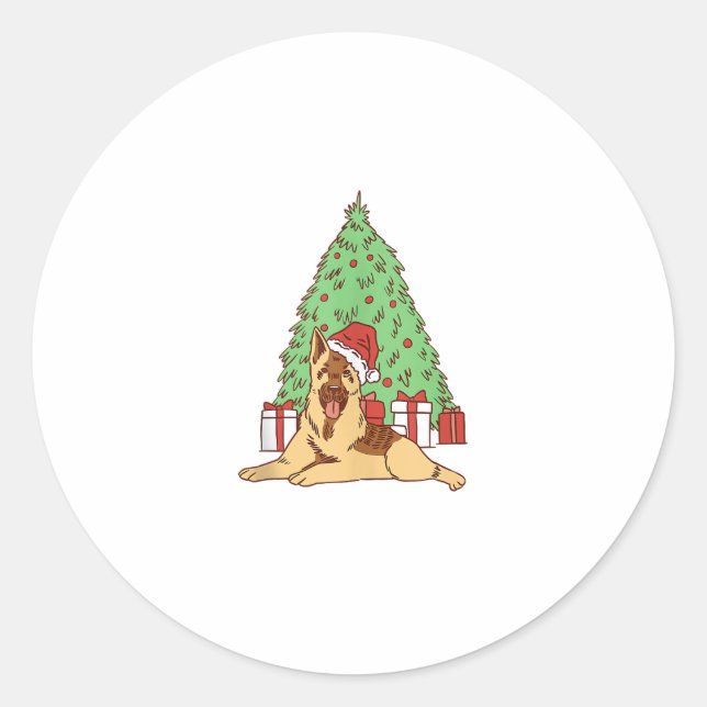 Dog Christmas Tree - Funny Christmas  Classic Round Sticker (Front)
