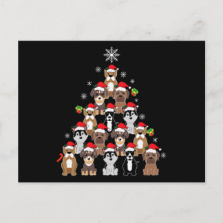 Dog Christmas Tree Gift, Dogs Lovers Decoration Postcard