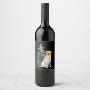 Dog Christmas Tree Party Dog Lover Xmas Wine Label