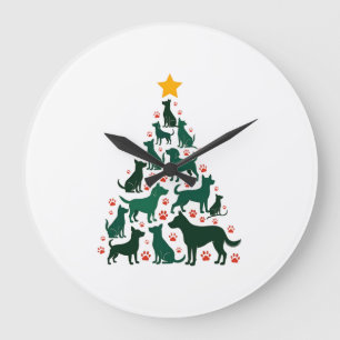 Dog Christmas Tree Shirt - Dog Christmas (1) Large Clock