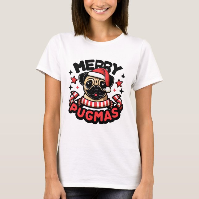 dog christmasgift MERRY PUGMAS T-Shirt (Front)