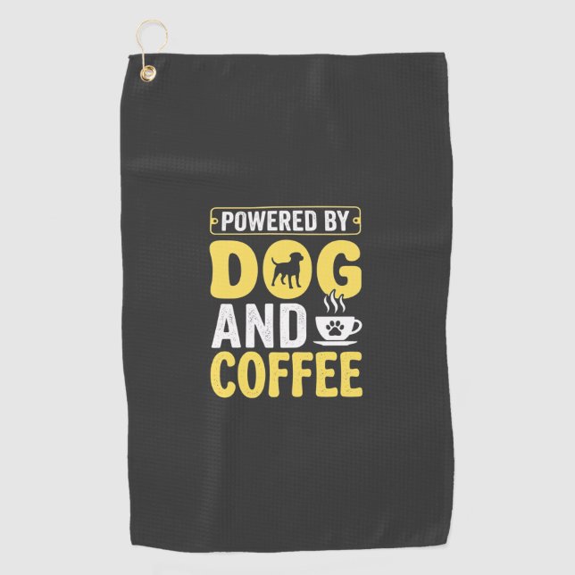 Dog Coffee Lover Powered By Design Golf Towel (Front)