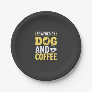 Dog Coffee Lover Powered By Design Paper Plate