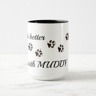 Dog Coffee Mug, Paw Print Funny Mug