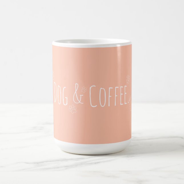 Dog & Coffee Orange Coral Mug (Center)