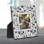 Dog Collage Frameless Photo Easel Back Plaque<br><div class="desc">Made to look dimensional, a border of black and white dogs creates a fun frame for your favourite photo on this tabletop plaque with a built-in easel. The image is put directly on the hardboard panel for a stunningly crisp image with an easy wipe clean surface. Great as a gift...</div>