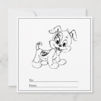 Dog Colouring Page Kid Boy Card Happy Valentine's