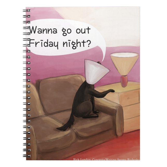 Dog Cone Dating Funny Cartoon Notebook (Front)
