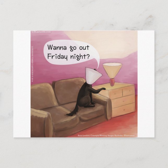 Dog Cone Dating Funny Cartoon Postcard (Front)