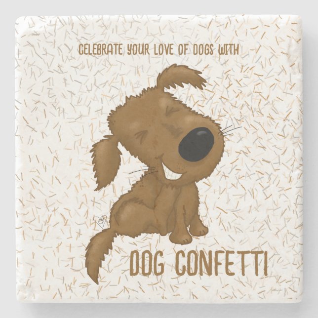 Dog Confetti Shedding Dog Stone Coaster (Front)