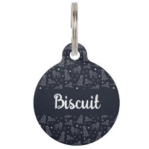 Dog Constellation Black And White Pattern Monogram Pet Tag