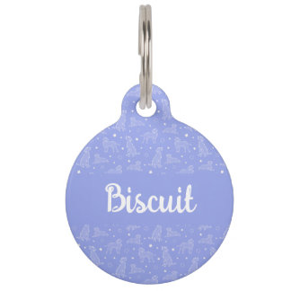 Dog Constellation Light Blue Pattern Monogram Pet Tag