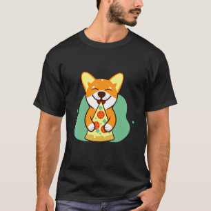 Dog Corgi Eating Pizza Pet T-Shirt