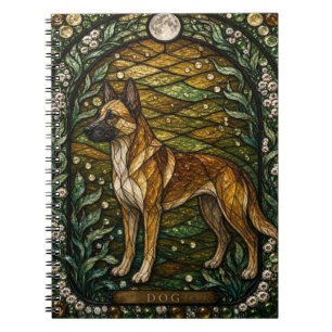 Dog Cottage Dusk Illumina Stained Glass Notebook