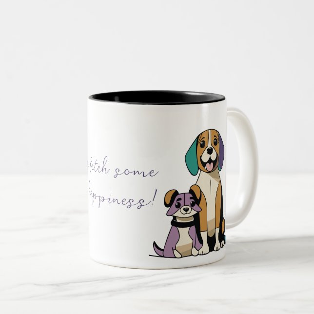 Dog Couple Two-Tone Coffee Mug (Front Right)