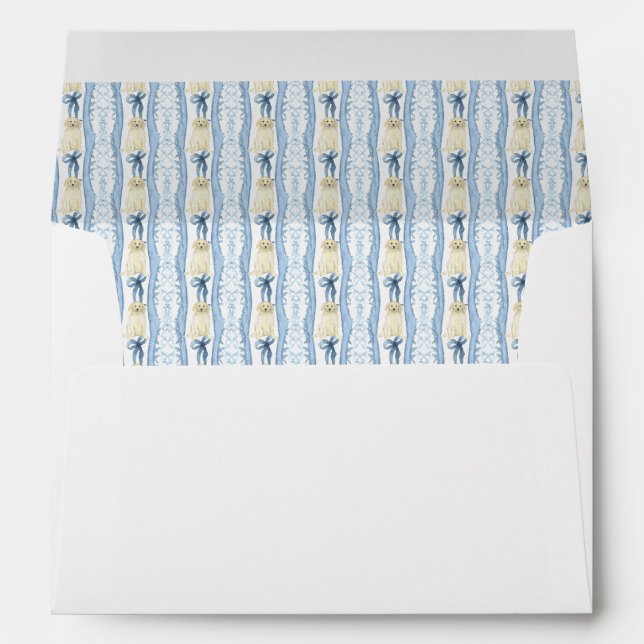 Dog Crest Coquette Bow Monogram Envelope (Back (Bottom))
