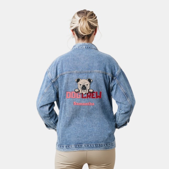 Dog Crew Bulldog Custom Denim Jacket (Model)