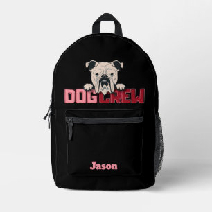 Dog Crew Bulldog Custom Printed Backpack