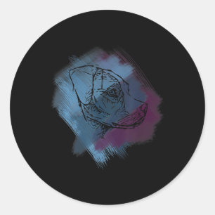 Dog Cross Hatch - Colour Line Art Tattoo Classic Round Sticker