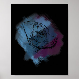 Dog Cross Hatch - Colour Line Art Tattoo  Poster