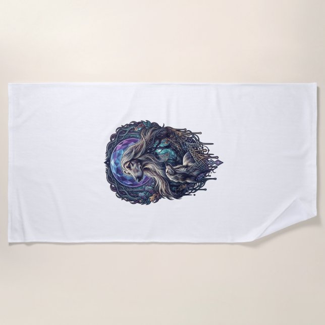 Dog Crystal Moon Enchanted Forest_1 Beach Towel (Front)