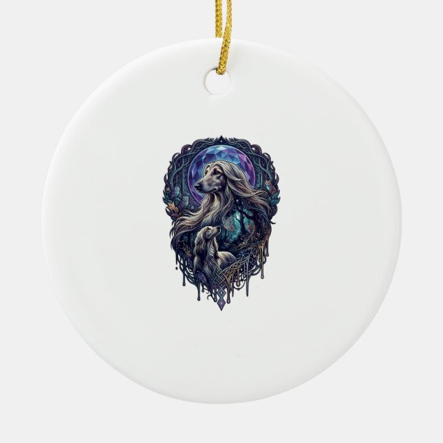 Dog Crystal Moon Enchanted Forest_1 Ceramic Tree Decoration (Front)