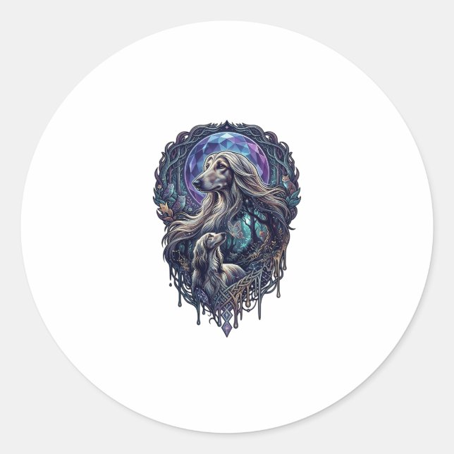 Dog Crystal Moon Enchanted Forest_1 Classic Round Sticker (Front)