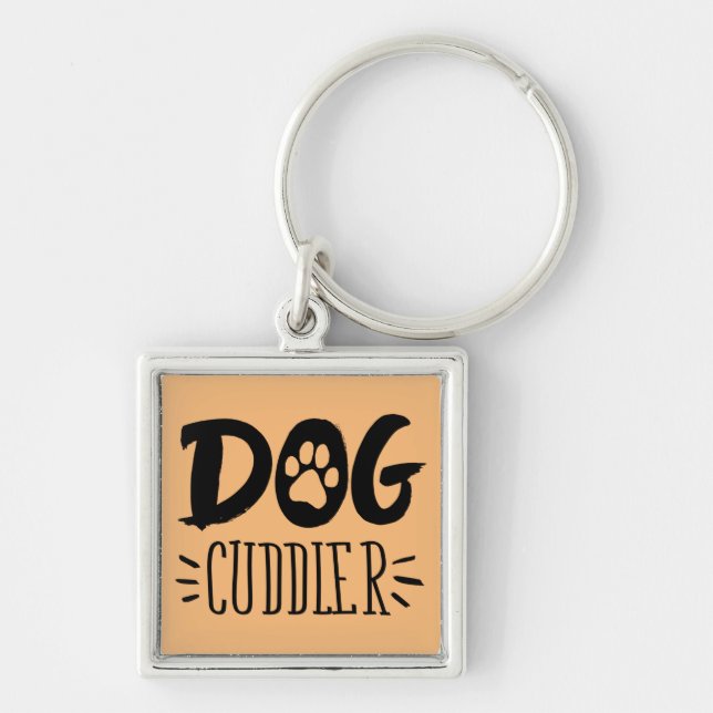 Dog Cuddler Dog Happy Cuddler Drawn Paw Key Ring (Front)