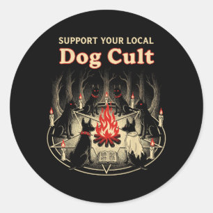 Dog Cult Funny Halloween Witches Occult Graphic Classic Round Sticker