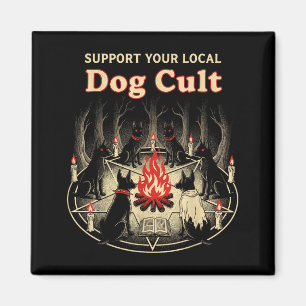 Dog Cult Funny Halloween Witches Occult Graphic Magnet