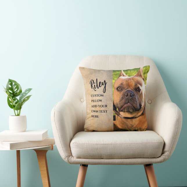 dog custom add your own photo and text  cushion (Chair)