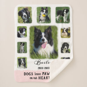 Dog Custom Photo Collage Faded Borders White Pink  Sherpa Blanket