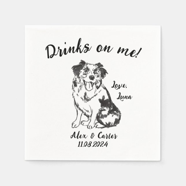 Dog Custom Wedding Cocktail Napkin  (Front)
