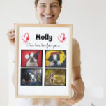 Dog customised collage 4 photos plaque<br><div class="desc">Celebrate your best friend with a custom Photo Collage. When you have so many fun memories and photos, one photo isn't enough. This plaque has 4 photos, a quote, and you can personalise the name of your pet. You can also change the colour of the paw print. To customise, you...</div>