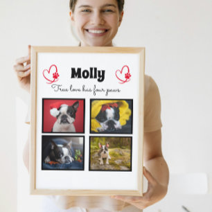 Dog customised collage 4 photos plaque