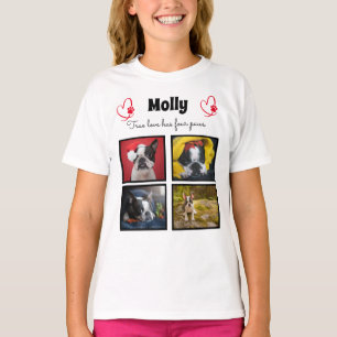 Dog customised collage 4 photos t-shirt for girls